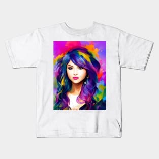 Beautiful Woman in Vibrant Color Splash Kids T-Shirt